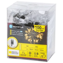 Niskonapięciowe lampki choinkowe 100led kształcie płatków śniegu i gwiazdek 10m ciepłe